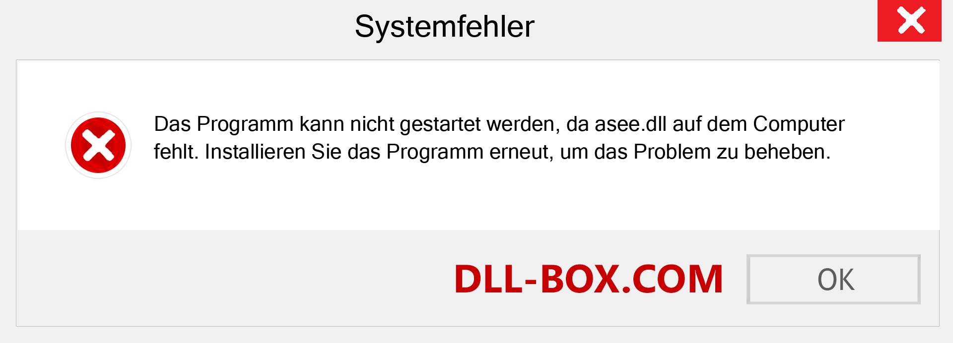 asee.dll-Datei fehlt?. Download für Windows 7, 8, 10 - Fix asee dll Missing Error unter Windows, Fotos, Bildern