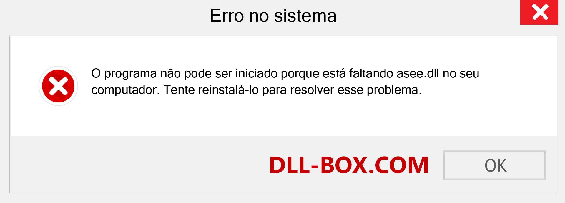 Arquivo asee.dll ausente ?. Download para Windows 7, 8, 10 - Correção de erro ausente asee dll no Windows, fotos, imagens